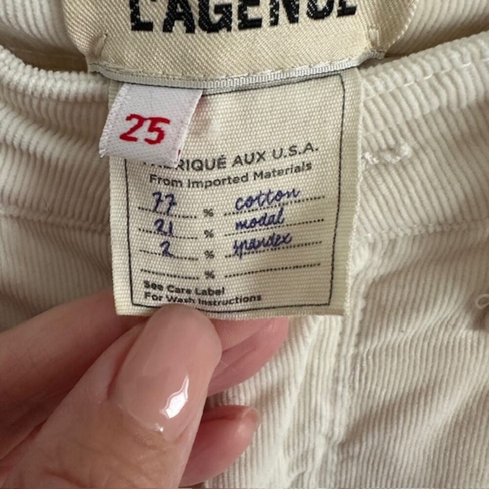 L'AGENCE Marguerite Skinny Cream Corduroy Pants Size: 25 - Picture 11 of 12